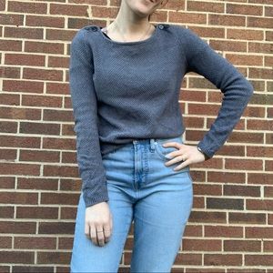 LOFT Textured Grey Medium Sweater
